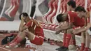 Pemain Persija Jakarta tampak kecewa usai disingkirkan Home United pada laga Piala AFC di SUGBK, Jakarta, Selasa (15/5/2018). Persija takluk 1-3 dari Home United. (Bola.com/M Iqbal Ichsan)