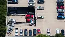 Kondisi sebuah tempat parkir dua lantai yang runtuh di Irving, Texas, Selasa (31/7). Tim penyelamat dan K-9 memastikan tidak ada orang yang berada dalam mobil saat kejadian berlangsung. (Ashley Landis/The Dallas Morning News via AP)