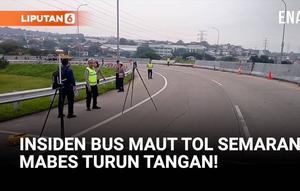 Tim Traffic Accident Analysis (TAA) Korlantas Mabes Polri melakukan olah tempat kejadian perkara (TKP) kecelakaan bus Cahaya Trans di Jalan Tol Semarang Kilometer 420, Senin petang.