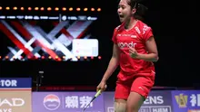 Ester Nurumi Tri Wardoyo tampil sebagai tunggal putri Indonesia ketiga saat menghadapi Denmark pada perempat final Piala Uber 2026 di Forum Horsens, Denmark, Kamis (30/4) malam. (foto: PBSI)