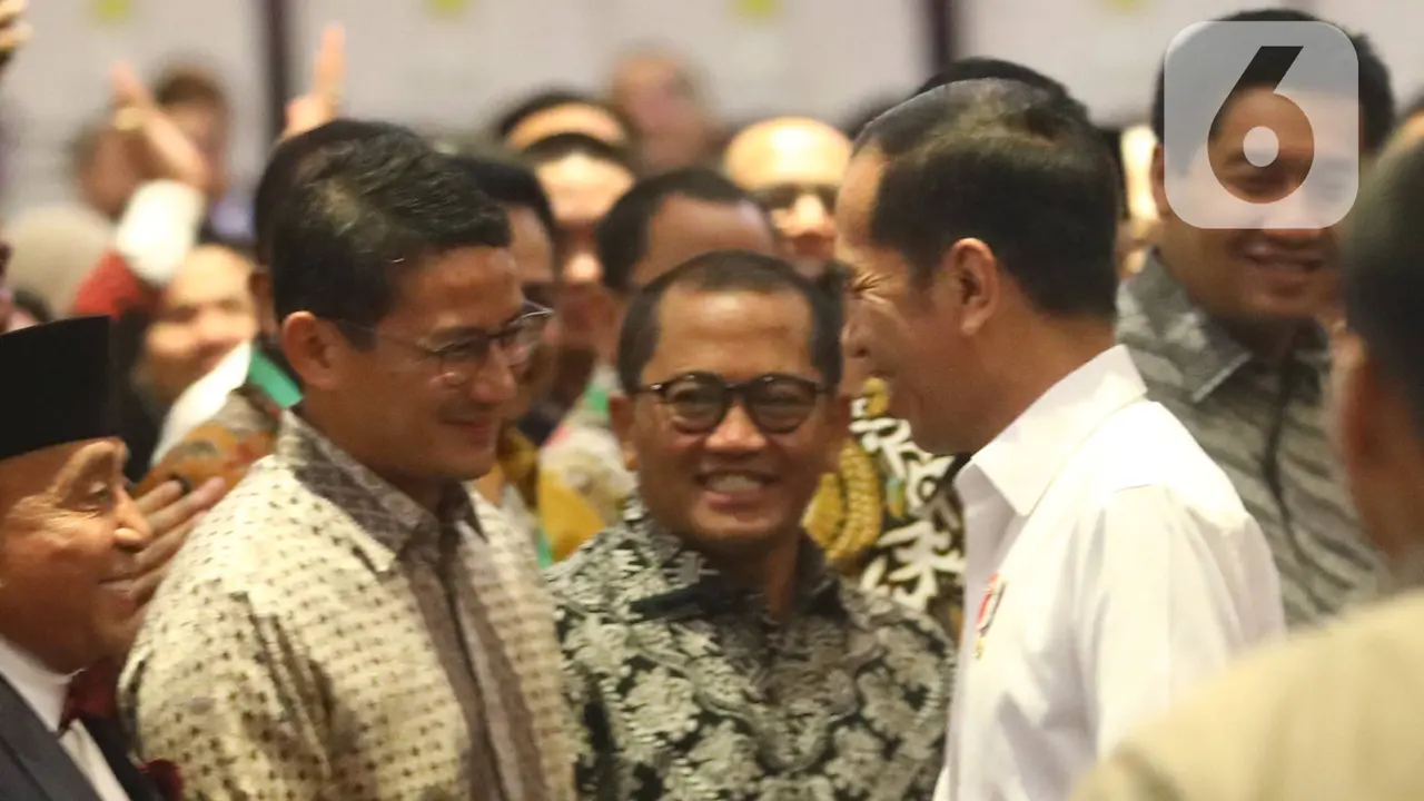 Jokowi dan Sandiaga Uno di Pelantikan Badan Pengurus Hipmi