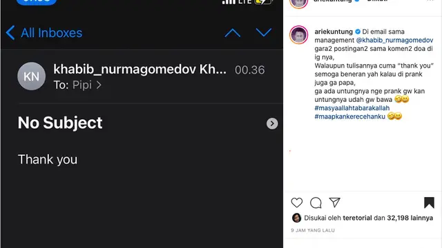 Arie Untung Dapat Tanggapan dari Manajemen Khabib Nurmagomedov