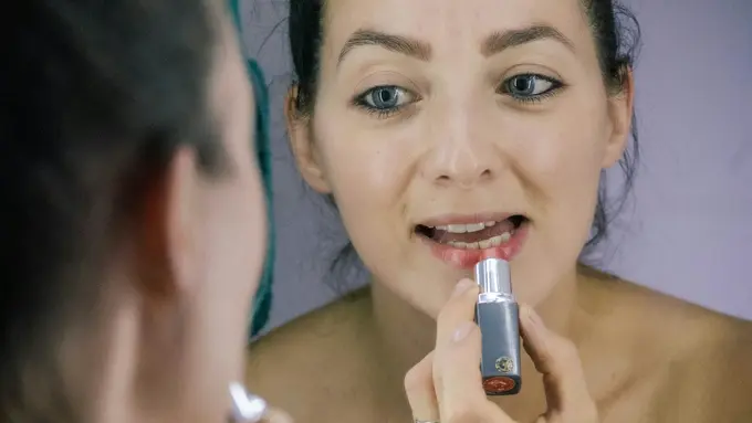 Using lipstick
