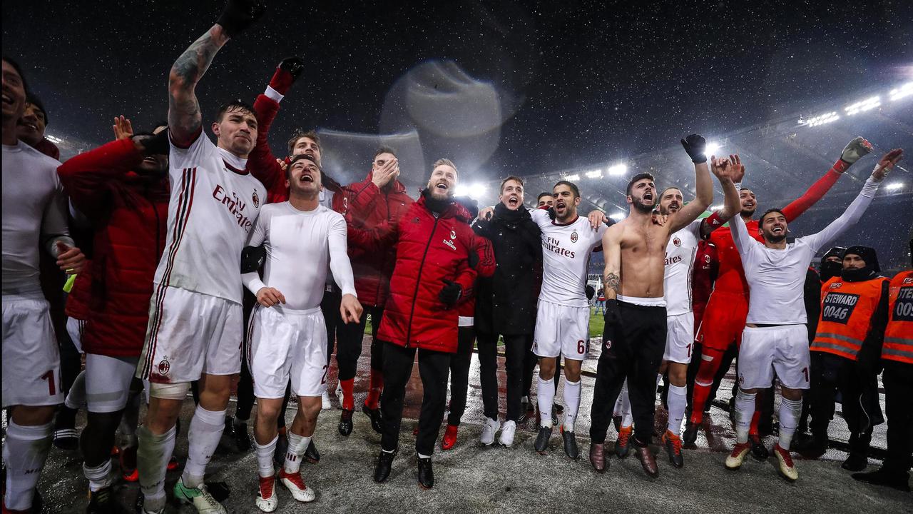 Selebrasi Pemain AC Milan Usai Singkirkan Lazio di Semifinal Coppa Italia