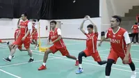 Tim Piala Thomas Indonesia 2022 melahap sesi latihan resmi perdana di Bangkok, Thailand, Kamis (5/5/2022). (dok. PBSI)