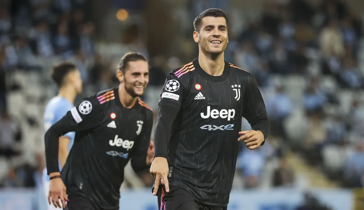 Juventus berhasil mengawali matchday pertama grup H Liga Champions 2021/2022 dengan kemenangan 3-0 saat bertandang ke Malmo FF. (Foto:  TT News via AP/Andreas Hillergren)