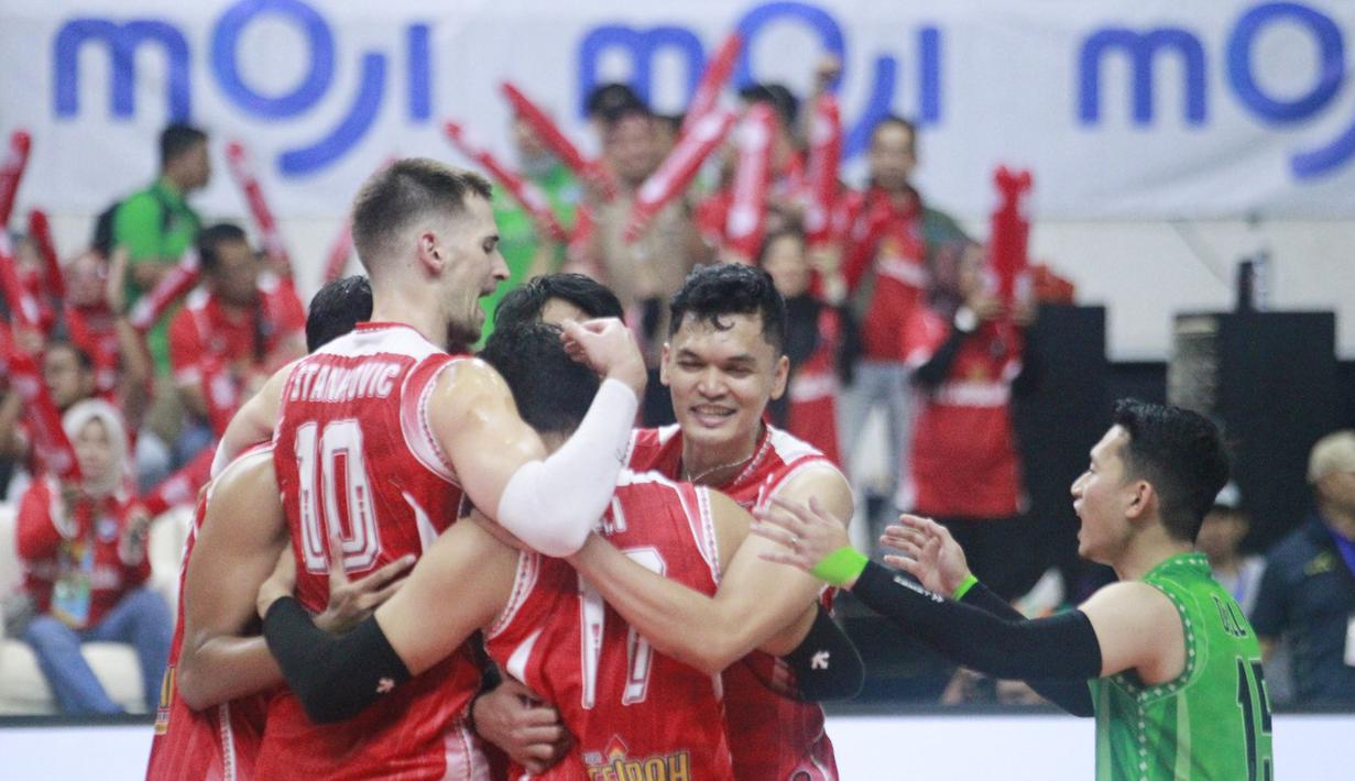 Palembang Bank SumselBabel menyerah dari Tim putra Jakarta Bhayangkara Presisi dengan skor  3-1 (25-23, 18-25, 26-24, 25-20) pada laga PLN Mobile Proliga 2025 yang berlangsung di GOR Jalak Harupat Bandung, Sabtu (8/2/2025) malam. (Dok. PBVSI)