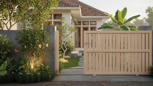 10 Model Gerbang Rumah dari Kayu Sederhana tapi Kuat, Natural dan Keamanan Terjaga