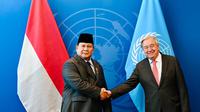 Presiden Republik Indonesia, Prabowo Subianto melakukan pertemuan bilateral dengan Sekretaris Jenderal Perserikatan Bangsa-Bangsa (PBB), Ant&oacute;nio Guterres di New York, AS, pada Senin (22/9/2025) (Dok. Kemlu RI)