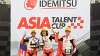 Pebalap Astra Honda Racing Team, Gerry Salim, berhasil naik podium pada balapan pertama Asia Talent Cup 2017 di Sirkuit Sepang, Malaysia, Minggu (3072017). (Asia Talent Cup)