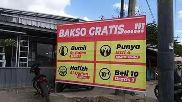 6 Promo Penjual Bakso Ini Kelewat Kreatif, Bikin Ngakak