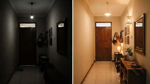 Kesalahan tata letak yang membuat area pintu masuk terasa sempit model hanya mengandalkan satu sumber cahaya