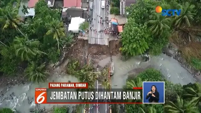 Penampakan Jembatan Penghubung Kota Padang dan Bukittingi yang Putus