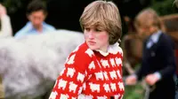 Sweater motif kambing hitam kesayangan Putri Diana yang dipakai pertama kali ke pertandingan polo Pangeran Charles pada 1981. (dok. Instagram @sothebys/https://www.instagram.com/p/Ct8_D1WOeOR/?hl=en/Dinny Mutiah)