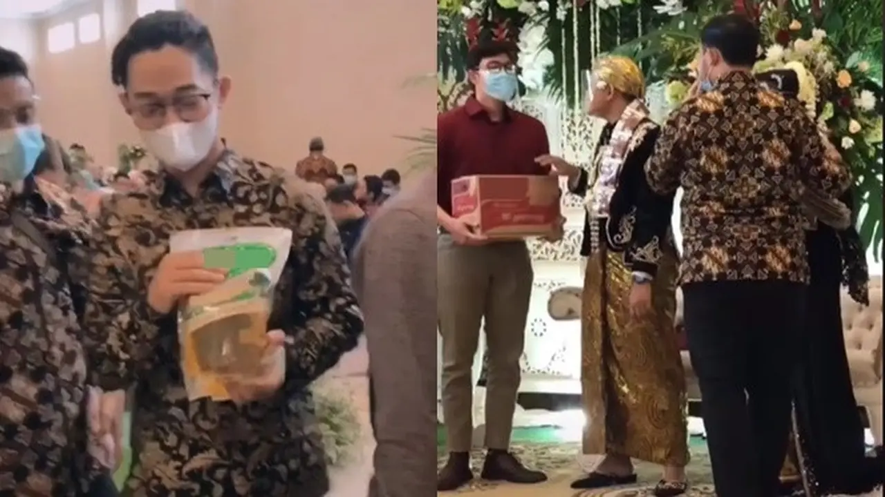 Viral, Video Resepsi Pernikahan Sumbang Sembako Dihadapan Mempelai Ini Kocak