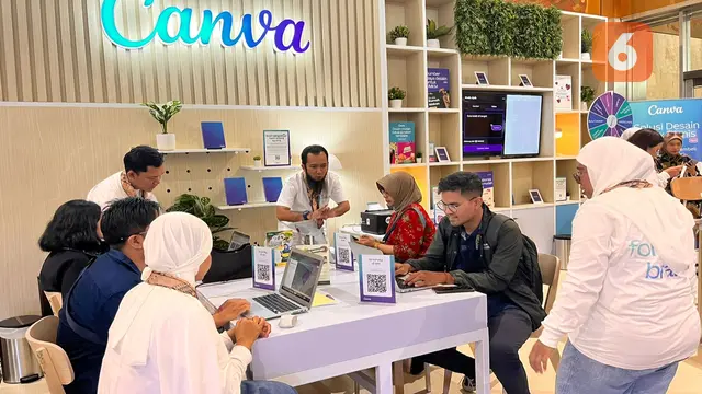 Booth Canva di pameran Inacraft On October 2024 memperkenalkan desain template yang terinspirasi Indonesia. (Dok: Liputan6.com/dyah)