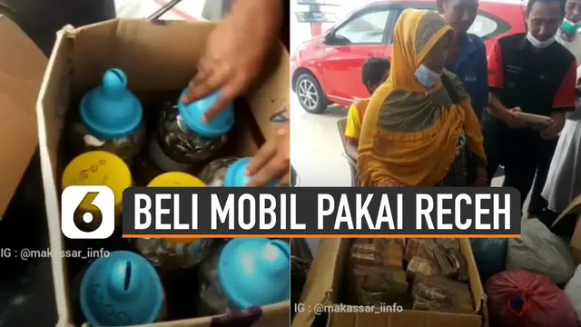 Beredar video pasangan suami istri membeli mobil lunas menggunakan uang receh.