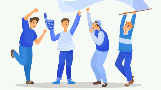 Ilustrasi menyuarakan yel-yel, jargon