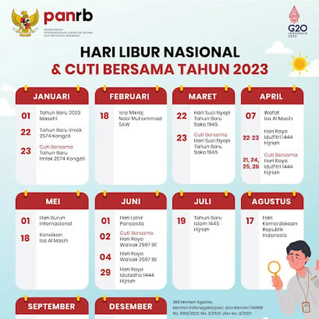 Daftar Libur dan Cuti Bersama 2023