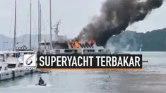Api membakar sebuah kapal mewah superyacht yang sedang bersandar di pelabuhan Phuket Thailand. Tidak ada korban terluka dalam kebakaran ini.