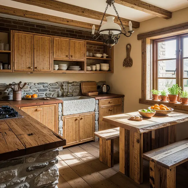 Dapur dengan Material Lokal dan Daur Ulang