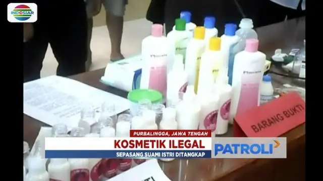Polisi ciduk pasutri pengoplos dan penjual kosmetik ilegal dengan membuka klinik kecantikan di Purbalingga, Jawa Tengah.