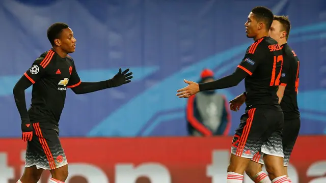 Anthony Martial mencetak gol penyeimbang kedudukan saat Manchester United bertandang di Rusia melawan CSKA Moskwa pada penyisihan Liga Champions Grup B pada Rabu (22/10/2015).