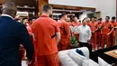 Presiden Prabowo menyambut kedatangan Timnas Indonesia dalam kunjungannya di Kartanegara, Jumat (06/06/2025). Acara ini merupakan bentuk apresiasi dari presiden untuk kemenangan Skuad Garuda atas China dalam laga putaran ketiga Kualifikasi Piala Dunia 2026. (Biro Pers Sekretariat Presiden/Cahyo)