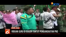 Guru honorer geruduk kantor Bupati Bogor, Jawa Bawat, untuk menuntut pengangkatan sebagai pegawai negeri sipil.