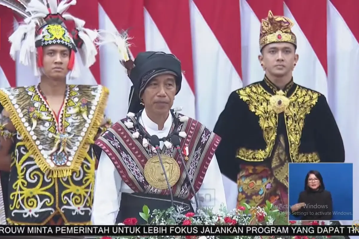 Presiden RI Joko Widodo (Jokowi) Saat Menyampaikan 'Pidato Kenegaraan' dalam Sidang Tahunan MPR RI 2023, Sidang Bersama DPR RI - DPD RI pada Rabu 16 Agustus 2023. (Photo dok. Youtube DPR RI)
