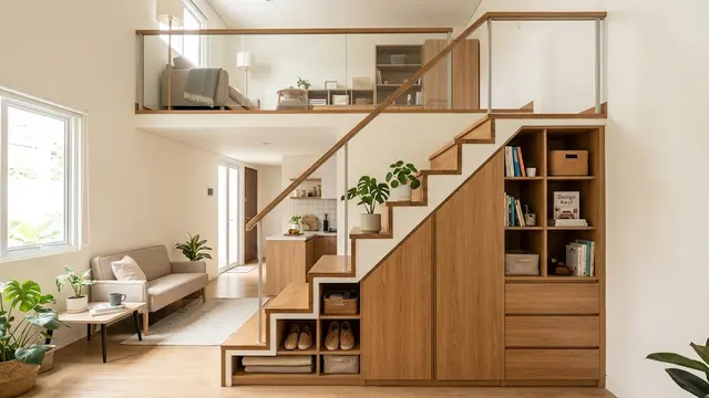Mezzanine dengan Tangga Multifungsi