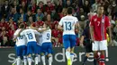 Timnas Italia sukses menumbangkan Norwegia 2-0 di laga kualifikasi Piala Eropa grup H 2016 di Stadion Ullevaal, Oslo, (10/9/2014). (AFP PHOTO/Fredrik Varfjell)