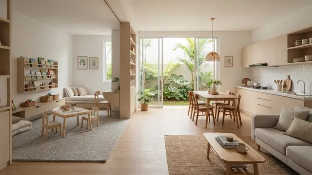 Desain Rumah Tiga Kamar dengan Satu Ruang Multifungsi