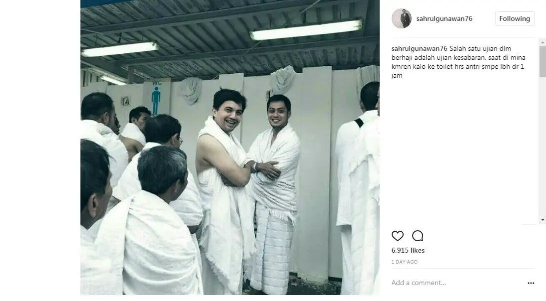 Sahrul Gunawan menjalani ibadah haji 2017 (Foto: Instagram)