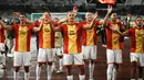 Kemenangan Go Ahead Eagles itu terasa sangat manis. Dean James dan kawan-kawan menang 2-1 di kandang raksasa Yunani, Panathinaikos, Jumat (3/10/2025) dini hari WIB. (AP Photo/Thanassis Stavrakis)