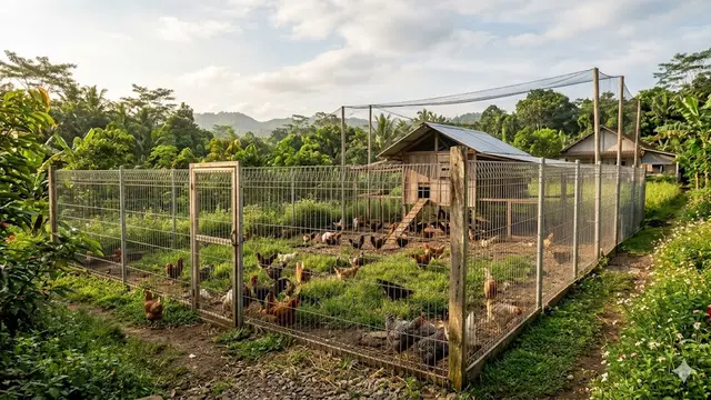 Desain Kebun Ayam dengan Pagar Tinggi