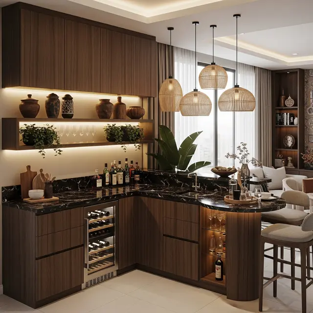 Model Dapur Mini Bar Bentuk L