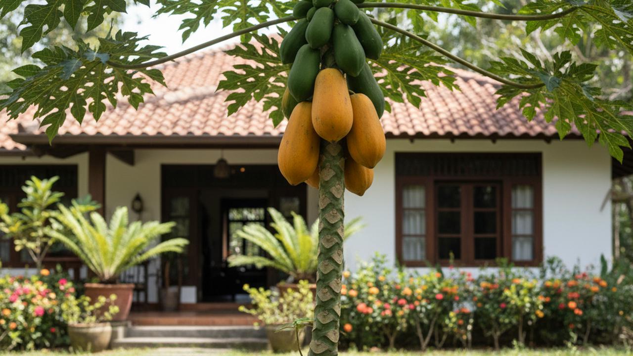 Pohon Pepaya di Halaman Depan Rumah