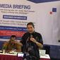 Anggota Ombudsman Republik Indonesia Alamsyah Saragih saat media briefing mengenai network sharing dan interkoneksi di Jakarta.