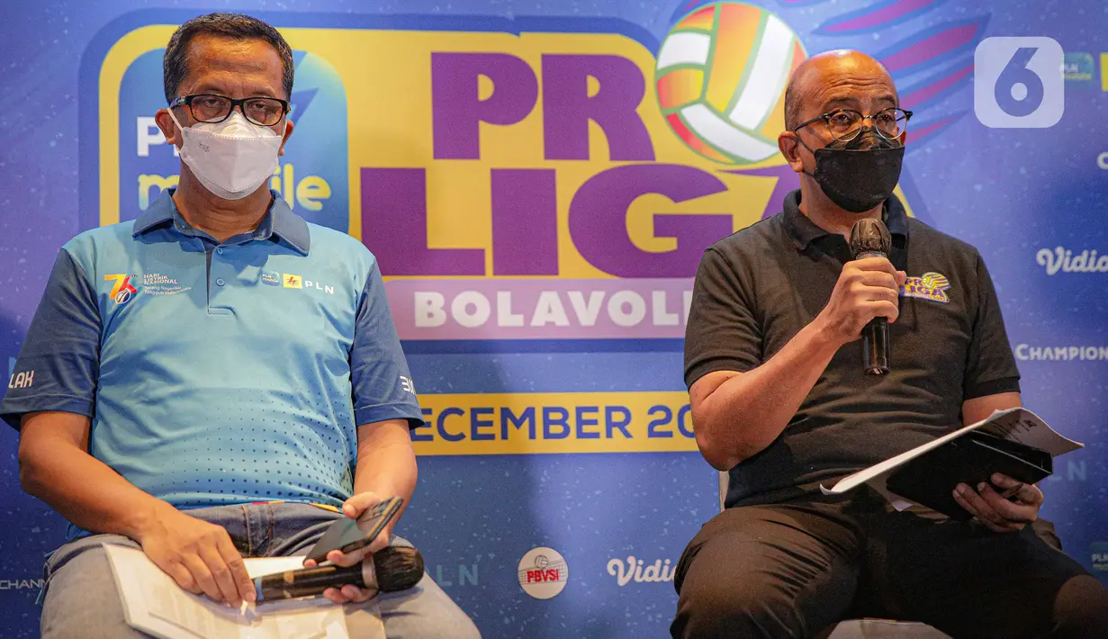 VP of Content Business of IEG Hendy Lim saat konferensi pers Proliga 2022 di Jakarta, Selasa (21/12/2021). Setelah ditiadakan pada 2021 akibat pandemi, ajang bola voli bergengsi Indonesia itu akan kembali bergulir pada 7 Januari hingga 22 Maret 2022. (Liputan6.com/Faizal Fanani)
