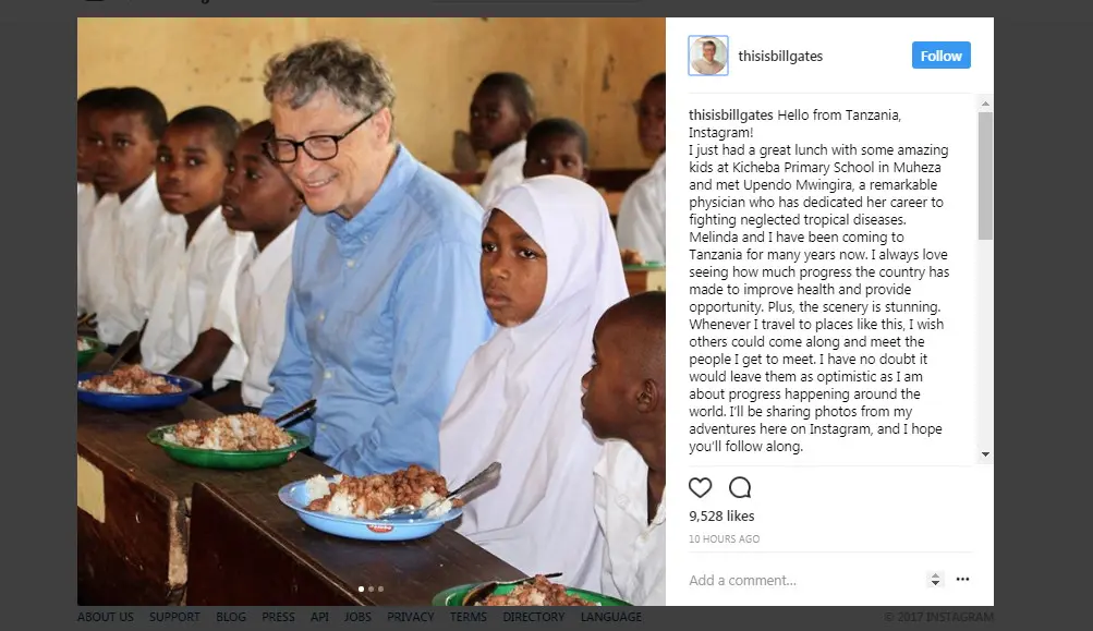 Unggahan pertama Bill Gates di Instagram (Sumber: Instagram/ @thisisbillgates)