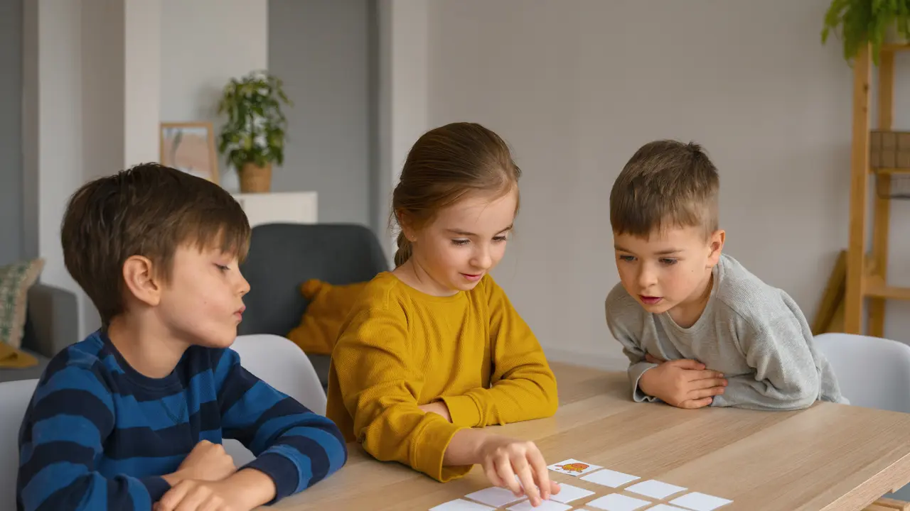 Tiga orang anak sedang bermain permainan memory card (Foto Dok: Freepik/freepik)