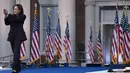 Rabu (6/11) sore waktu setempat atau Kamis (7/11) dini hari WIB di Universitas Howard, Kamala Harris akhirnya menyampaikan pidato menanggapai hasil penghitungan cepat terkait Pemilihan Presiden (Pilpres) Amerika Serikat (AS) 2024. (Brendan SMIALOWSKI/AFP)