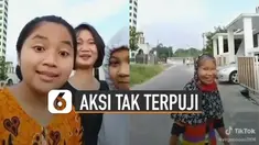 Aksi tidak terpuji dilakukan tiga remaja perempuan ini terhadap seorang lansia ketika membuat video Tiktok.