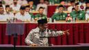 Ketua Partai Kebangkitan Bangsa (PKB), Muhaimin Iskandar menyampaikan pidato kebangsaan saat deklarasi koalisi antara Partai Gerindra dan Partai Kebangkitan Bangsa (PKB) dalam Rapimnas Gerindra di SICC, Sentul, Kabupaten Bogor, Jawa Barat, Sabtu (13/8/2022). Partai Gerindra dan PKB secara resmi menyatakan berkoalisi untuk pemilu 2024. (Liputan6.com/Faizal Fanani)