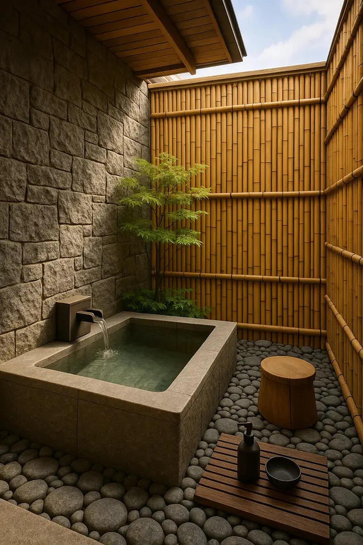 7 Inspirasi Kamar Mandi Semi Outdoor Bergaya Jepang, Estetik dengan Nuansa Alam