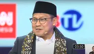 Calon Wakil Presiden Muhaimin Iskandar atau Cak Imin di arena debat cawapres perdana di JCC Senayan, Jakarta, Jumat (22/12/2023). (Foto: Tangkapan layar dari Youtube KPU).