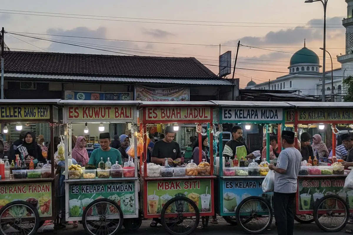 Jualan es buah di bulan Ramadhan (Foto AI)
