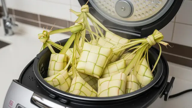 Penataan Ketupat dalam Magic Com