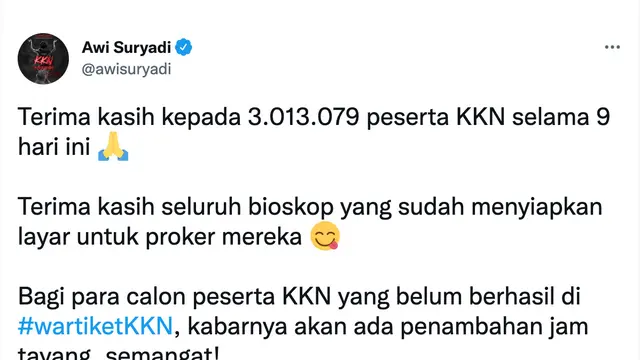 Cuitan Awi Suryadi soal KKN Di Desa Penari. (Foto: Dok. Twitter @awisuryadi)